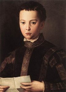 少年時代のフランチェスコ1世の肖像 アニョロ・ブロンズィーノ, 1551年頃 ウフィツィ美術館, フィレンツェ