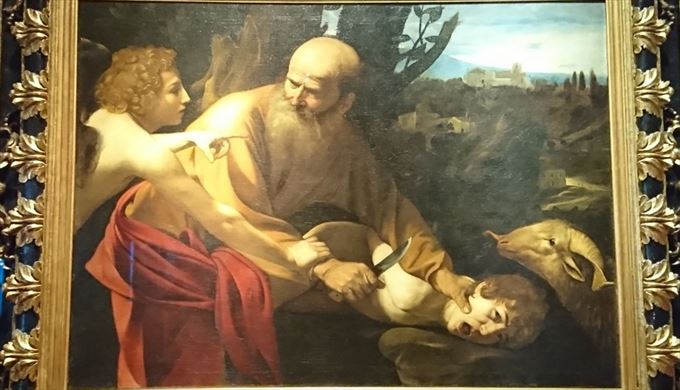 「イサクの犠牲」 カラヴァッジョ, 1603 ウフィツィ美術館, フィレンツェ
