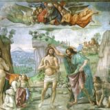 キリストの洗礼 ドメニコ・ギルランダイオ, 1485-1490 フレスコ画 サンタ・マリア・ノヴェッラ教会,　フィレンツェ