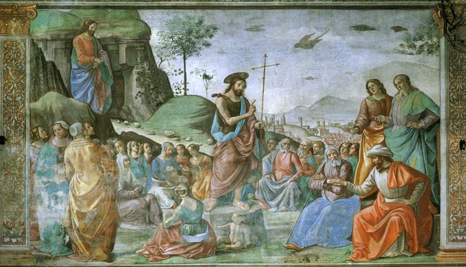 悔い改めの説教 ドメニコ・ギルランダイオ, 1485-1490 フレスコ画 サンタ・マリア・ノヴェッラ教会,　フィレンツェ